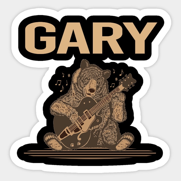 Brown Bear Guitar Gary Sticker by rosenbaumquinton52